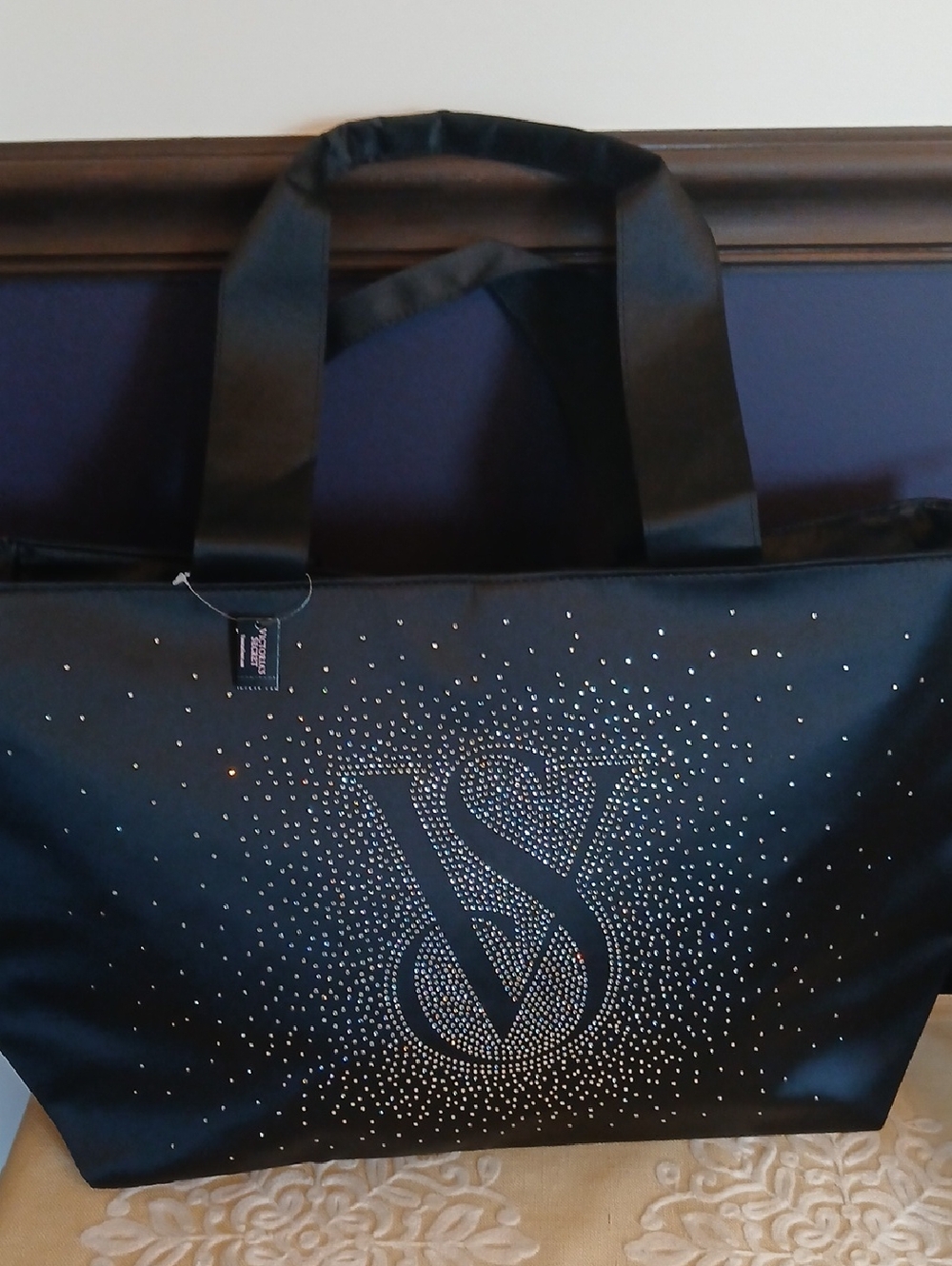 Victoria's Secret Black Tote with Crystal VS Monogram